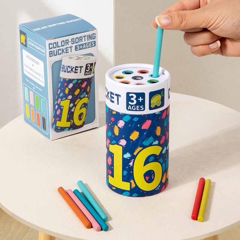 Nuevos productos transfronterizos Cubo de clasificación de colores de rompecabezas para niños 1-3 años Cognición de colores para bebés Cubo de clasificación de educación temprana Montessori