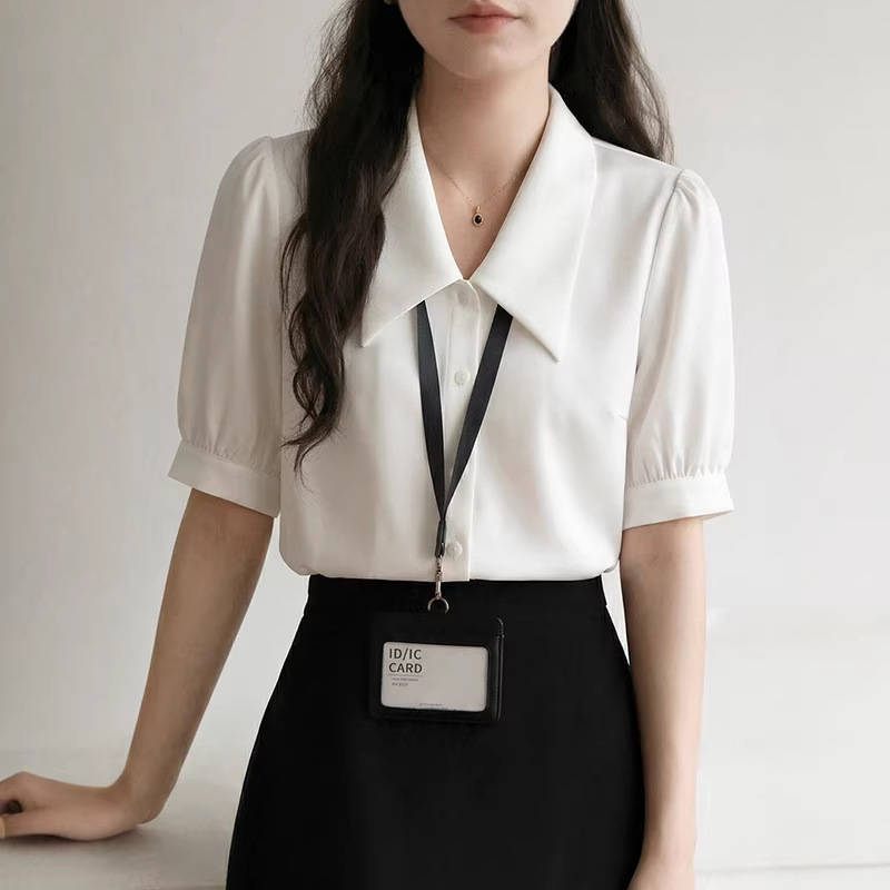 2026 White Chiffon Short-Sleeved Shirt for Women, Summer Professional Wear Top, Formal Teacher Interview Shirt