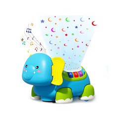 Cross-border intellectual projection elephant early education machine, clapping drum baby crawling toy, multi-functional musical toy, wholesale