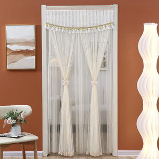 Door Curtain Partition Curtain Lace Gauze Curtain 2024 New High-end Anti-mosquito Privacy Anti-peep Telescopic Rod French Style Girl's Bedroom