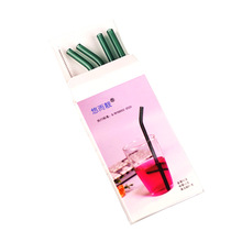 厂家批发透明环保耐热杯子吸管牛奶饮料彩色15CM短款玻璃吸管套装