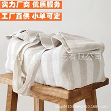 【可定制logo】环保亚麻手提袋大容量轻便型可折叠有内袋舒适沙滩
