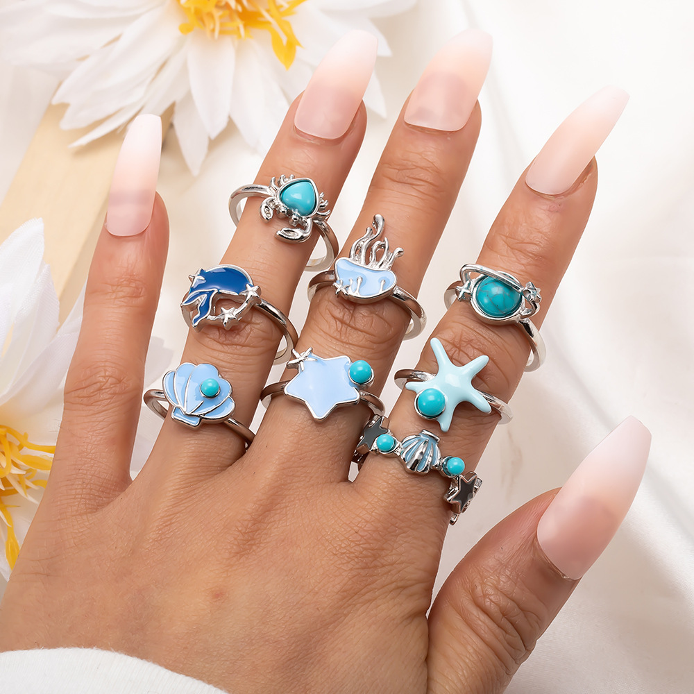 25g Weight 1 Set Cute Marine Style Modern Style Starfish Conch Heart Shape Alloy Plating Women's Rings