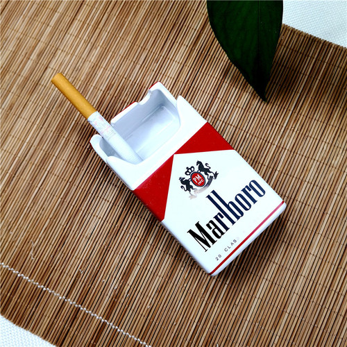 Personalized European cigarette box shape ashtray, creative ceramic trendy fashionable living room small ornaments, home hotel furnishings