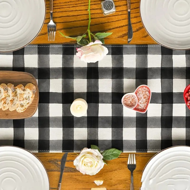 Camino de mesa de lino para el Día de San Valentín, mantel para mesa de comedor, sala de estar, interior y exterior, estilo nórdico, para mesa de café.