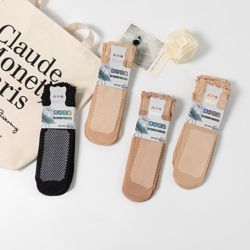 Summer thin loose mouth ruffled lace stockings steel stockings loose mouth loose wide mouth socks feet pregnant women Old Man socks