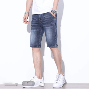 2025 New Summer Thin Denim Shorts Men's Five-Point Pants Slim Straight Mid-Pants Casual Versatile Stretchy Breeches