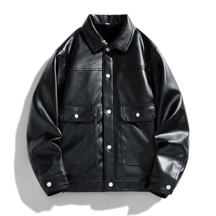 New Leather Men's Leather Jacket Single Casual Jacket Korean Fashionable Slim-fit Handsome Youth Autumn and Winter
