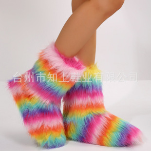 Independent station cross-border Mao Mao snow boots women's winter New imitation fox fur cotton boots European and American foreign trade large size cotton shoes