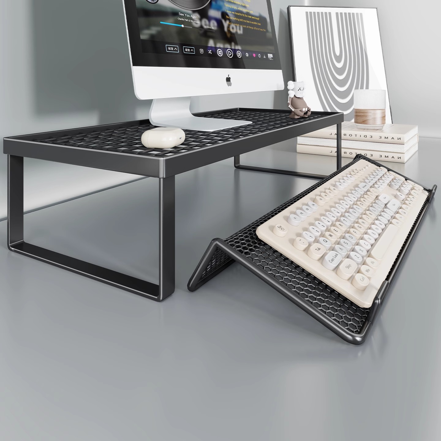 笔记本电脑桌面散热支撑架办公桌显示器增高架键盘底座屏幕悬空架