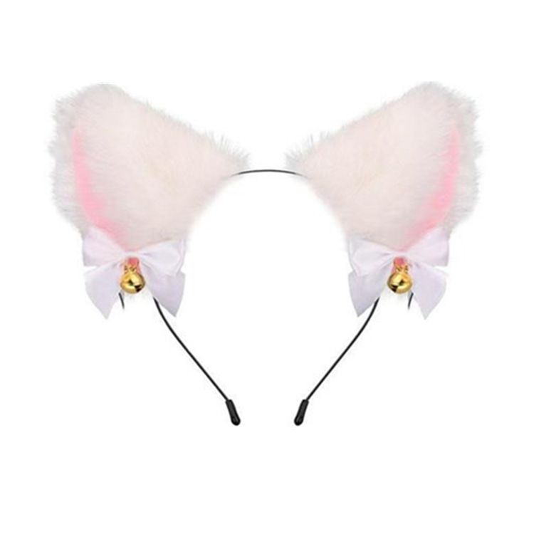 Pink rabbit ear hair tie