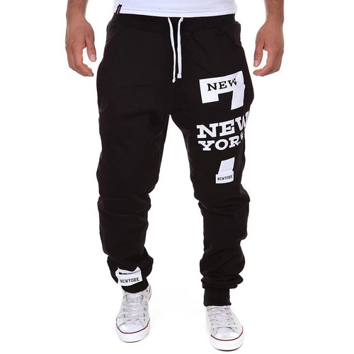 Spring and Autumn Wish Leisure Digital 7 Print Letter Print Ankle Pants Men's Sports Pants Print Pants