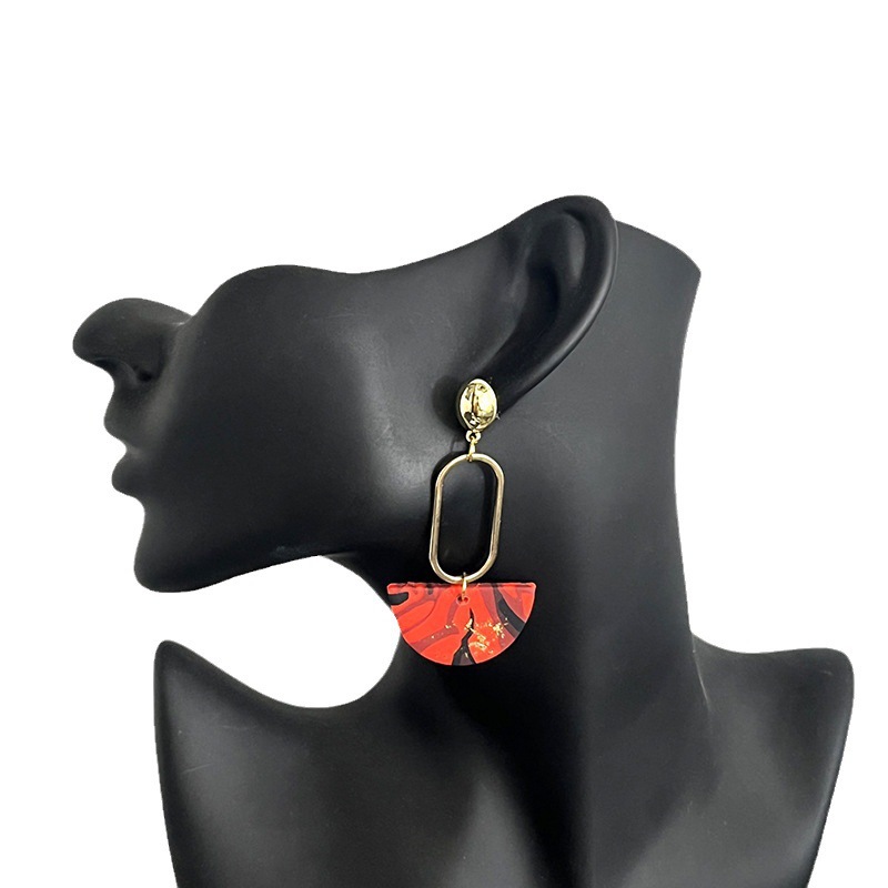 Alloy, soft clay Material 1 Pair Vintage Style Sector Color Block Water Droplets Alloy Soft Clay Drop Earrings