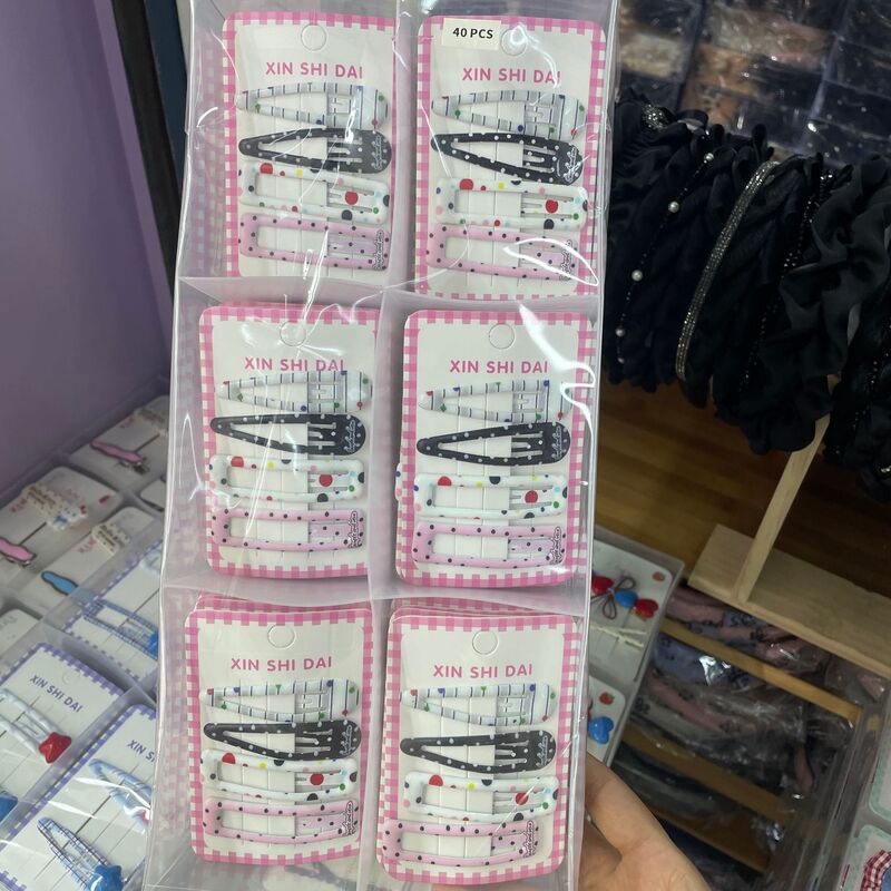 蓝色格子4个装发夹成人BB夹侧边碎发夹小女孩前额漂亮小发夹刘海|undefined