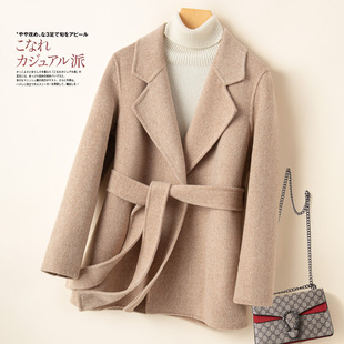 Suit double-sided cashmere coat for women 2023 spring new high-end small loose woolen coat autumn and winter