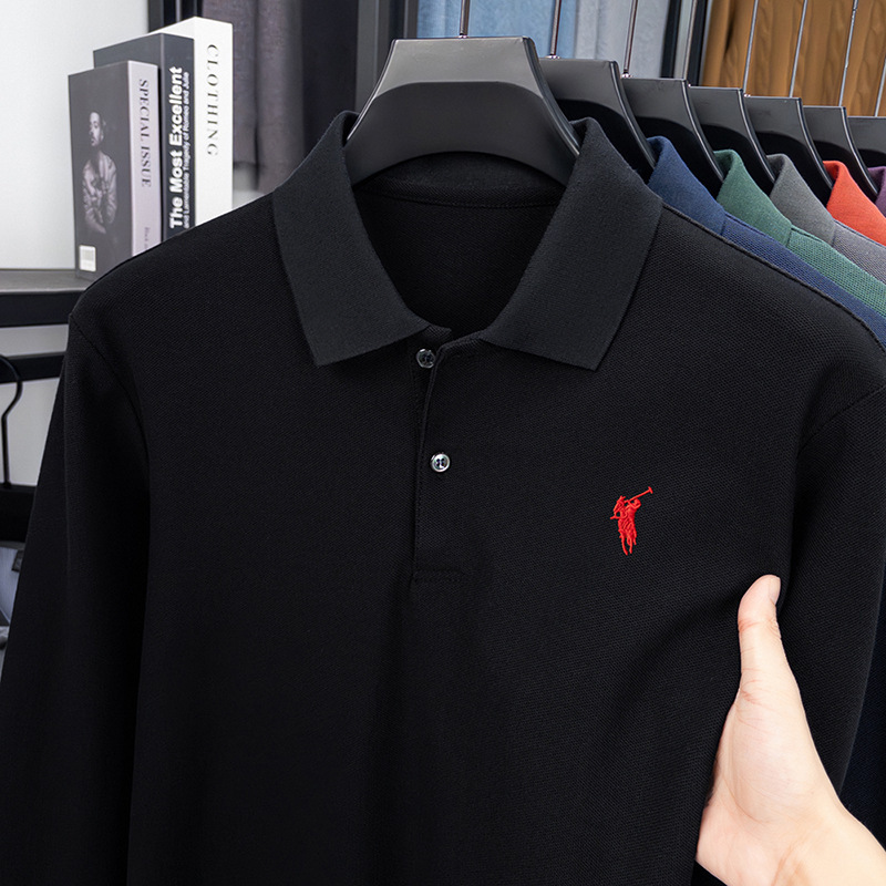 ポール100% 綿tシャツ男性ビジネスカジュアル純綿poloシャツが襟を返しています。|undefined