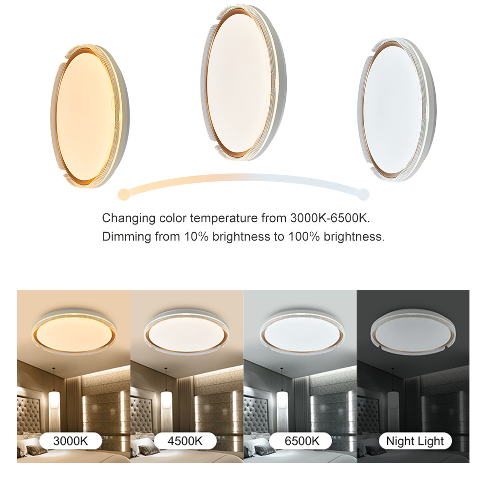 新款現(xiàn)代簡約LED吸頂燈72W紅外遙控?zé)o極調(diào)光圓形公寓臥室燈客廳燈