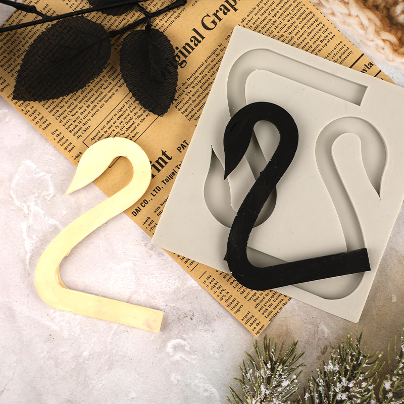 Cisne cuello DIY chocolate fondant silicona molde accesorios hornear pastel decoración herramientas