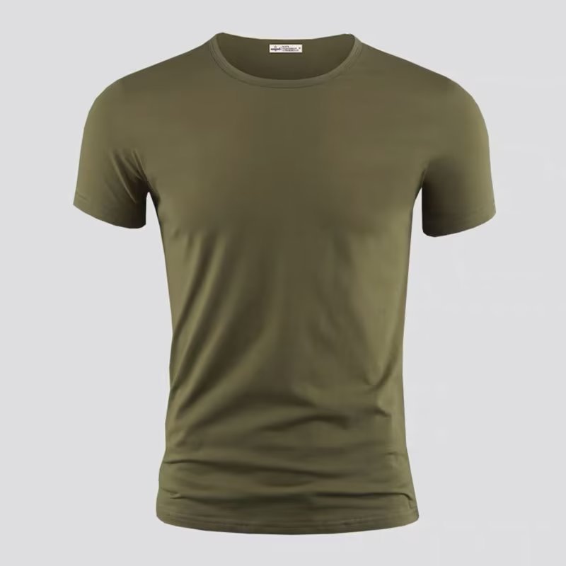 Deportes ocasionales de los hombres de Verano de la moda Americana de color sólido delgado superior versátil simple apretado de manga corta Camiseta ropa