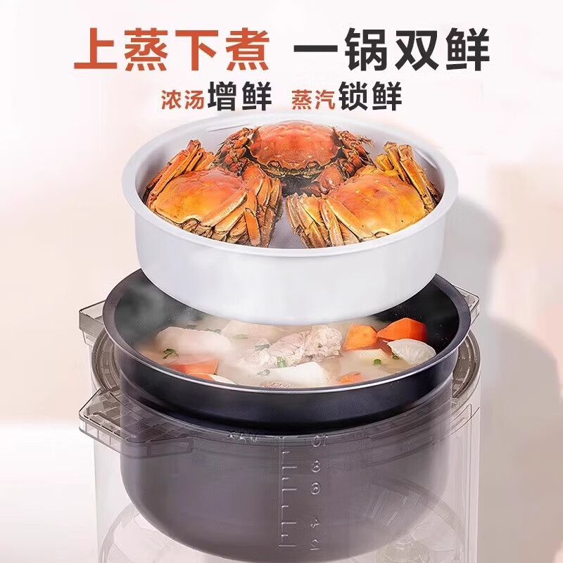 美的电压力锅家用多功能双胆智能5升开盖收汁全自动大容量高压锅|undefined
