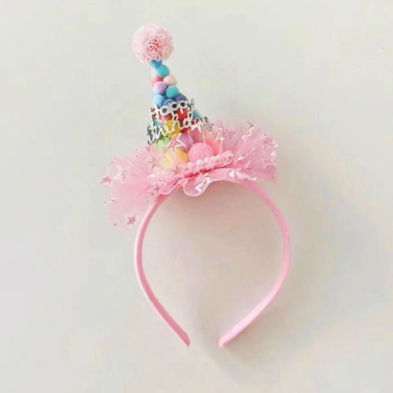 Pink candy fur ball headband