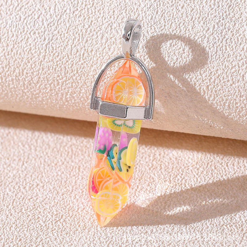 Venta caliente transfronteriza piedra natural amatista cristal rosa colgante de columna hexagonal collar de bala de doble punta colgante único al por mayor