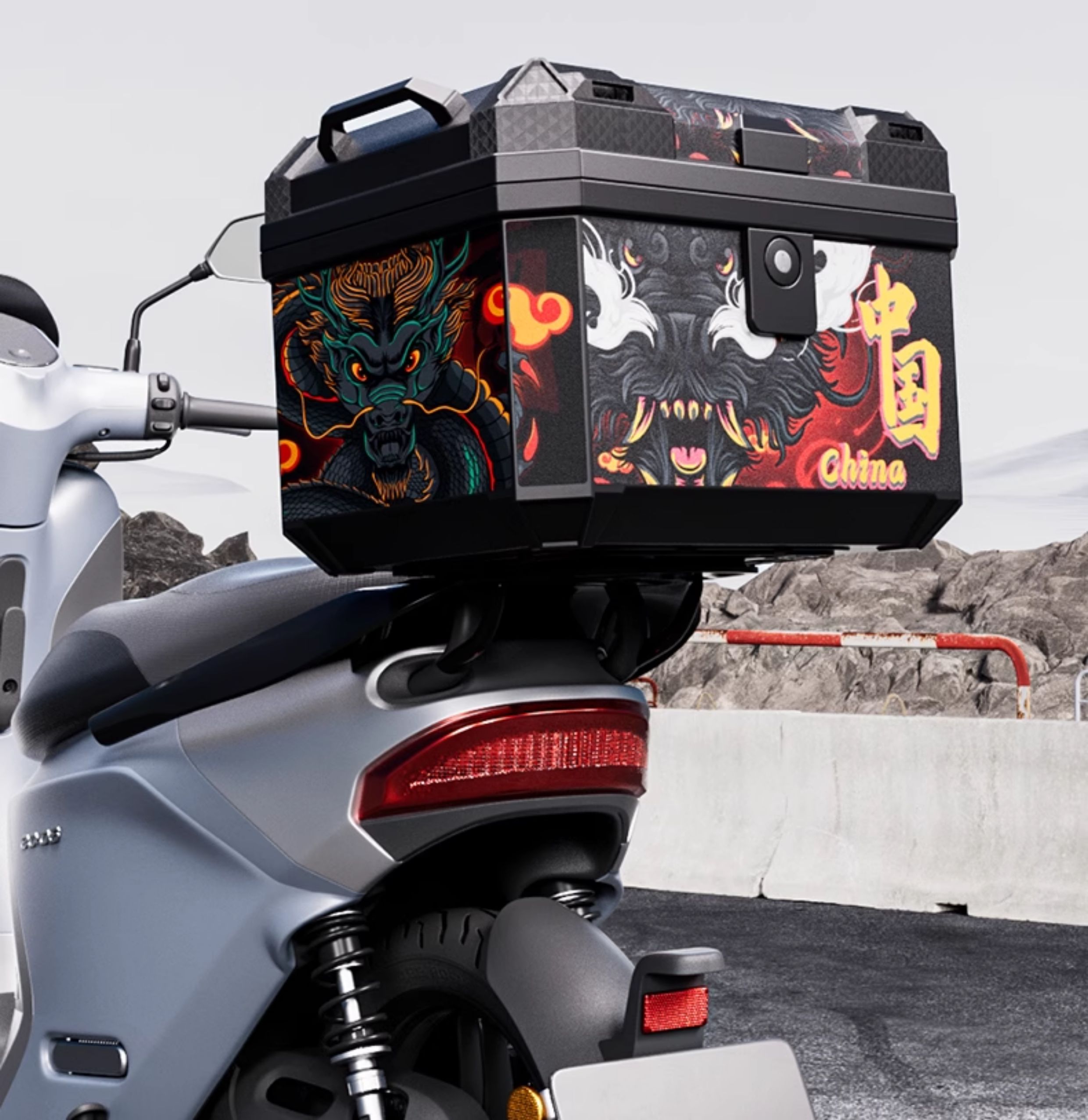 Universal large-capacity electric vehicle trunk, motorcycle tail box, large storage rear trunk for No.9 electric scooters