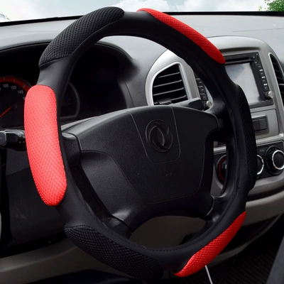 Four-Season Universal Car Steering Wheel Cover Sandwich Type Suitable for Export and Cross-Border Trade, Breathable and Non-Slip (Steering wheel cover) - black-red-breathable-and-anti-slip-universal-for-all-seasons-38cm