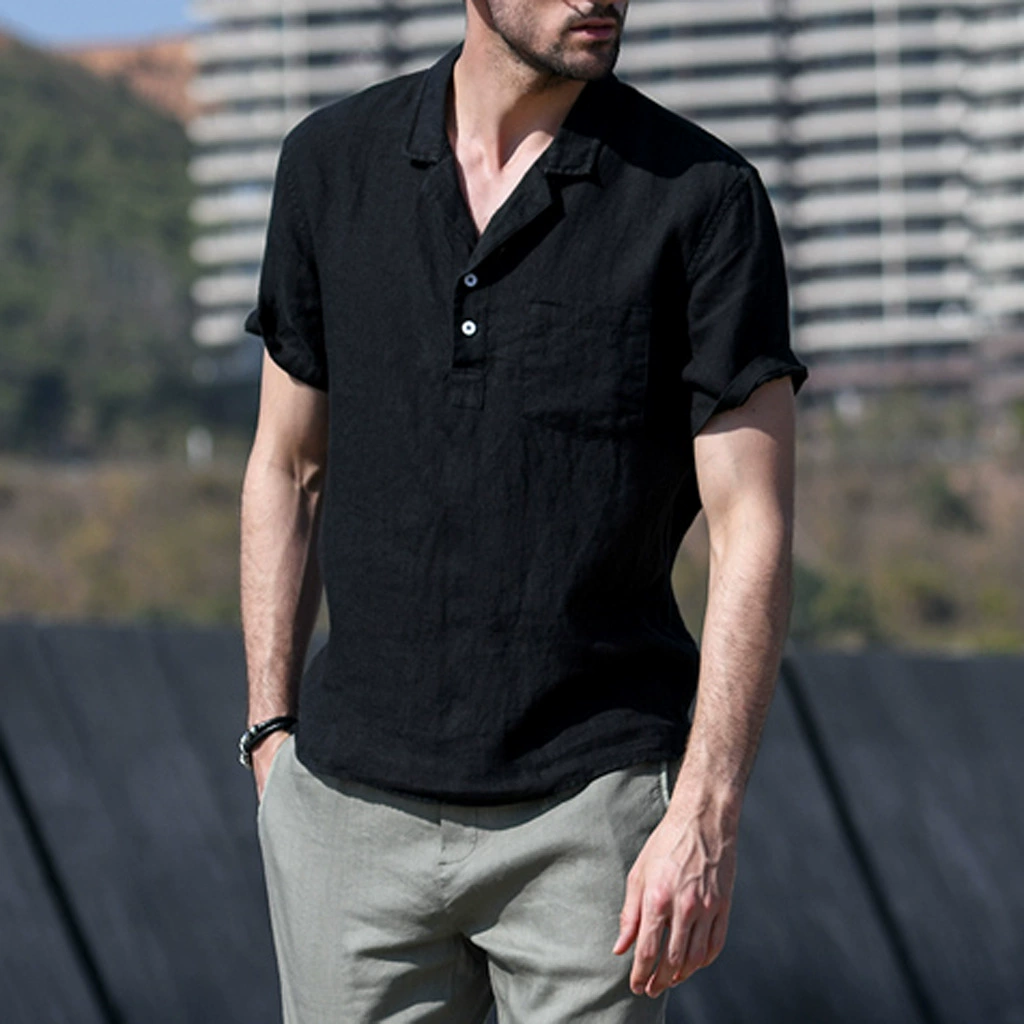 (Граница торговли), ретро рубашка, Slim fit, хлопок и лен