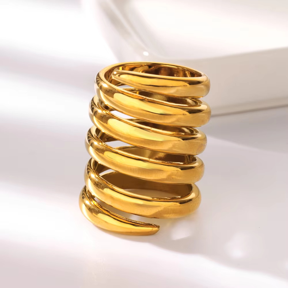 Joyería Al Por Mayor Estilo IG Estilo Simple Geométrico Cobre Chapados En Oro De 18K Enchapado Anillos display picture 2