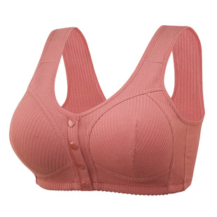 New Middle-aged and Elderly Mother's Non-rimmed Front Opening Buckle Bra Push-up Style Comfortable Breathable Cup Bra