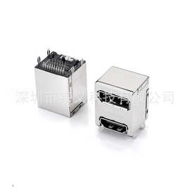 DP+HDMI双层母座上Displayport下HDMI组合连接器高清8K叠层插头