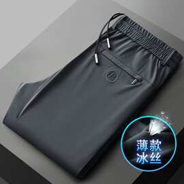 夏季休闲裤男直筒速干长裤子薄款冰丝男裤弹力大码男士运动裤639