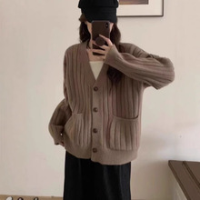 秋冬新款软糯百搭宽松显白显瘦韩系针织开衫中长款优质毛衣女外套