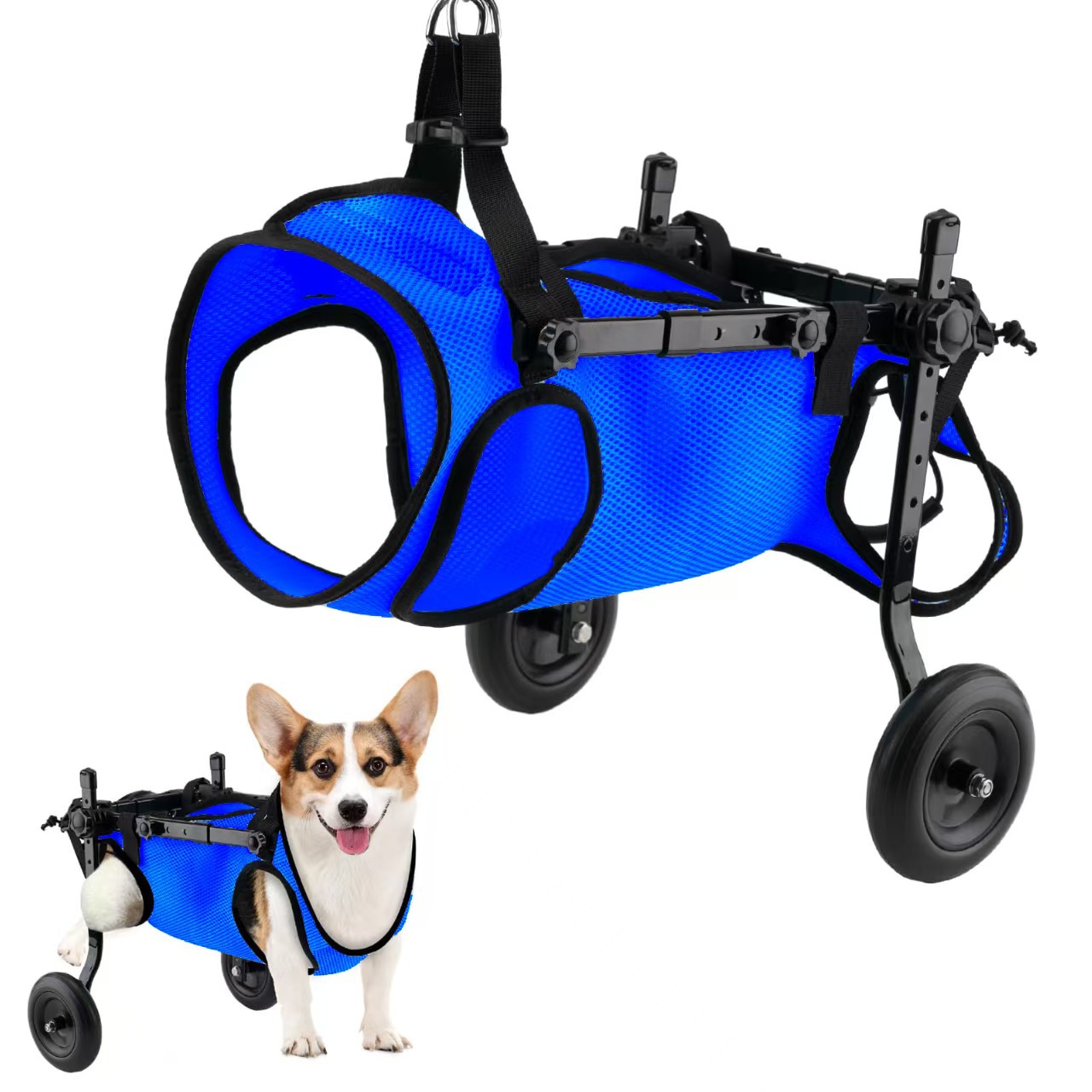 Silla de Ruedas para Perros de Metal Plegable, Multifuncional para Rehabilitación de Perros