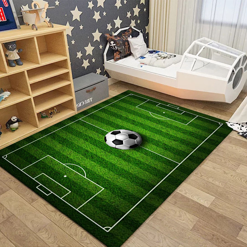 Transfronteriza alfombra de campo de fútbol de dibujos animados dormitorio sala de estar sofá mesa de café alfombra de piso en stock al por mayor