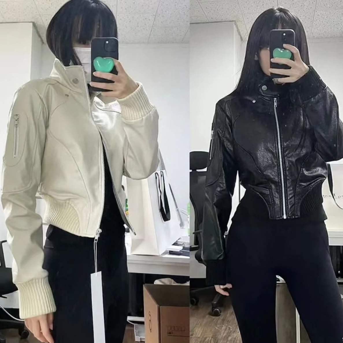 Shanlida Di Retro Hong Kong Style Motorcycle Leather Jacket Short Coat for Women Spring and Autumn Super Spicy Punk Fashion Trendy Women