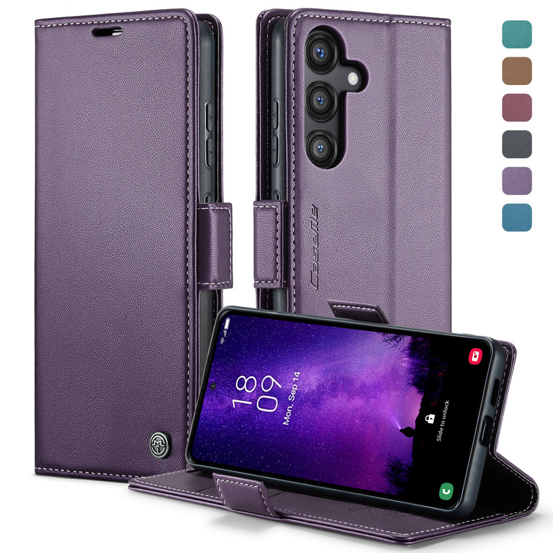 Suitable for Samsung S26Ultra Multi-Card Slot Anti-Fall Leather Case Galaxy S24 Anti-Theft S26 Flip Phone Case