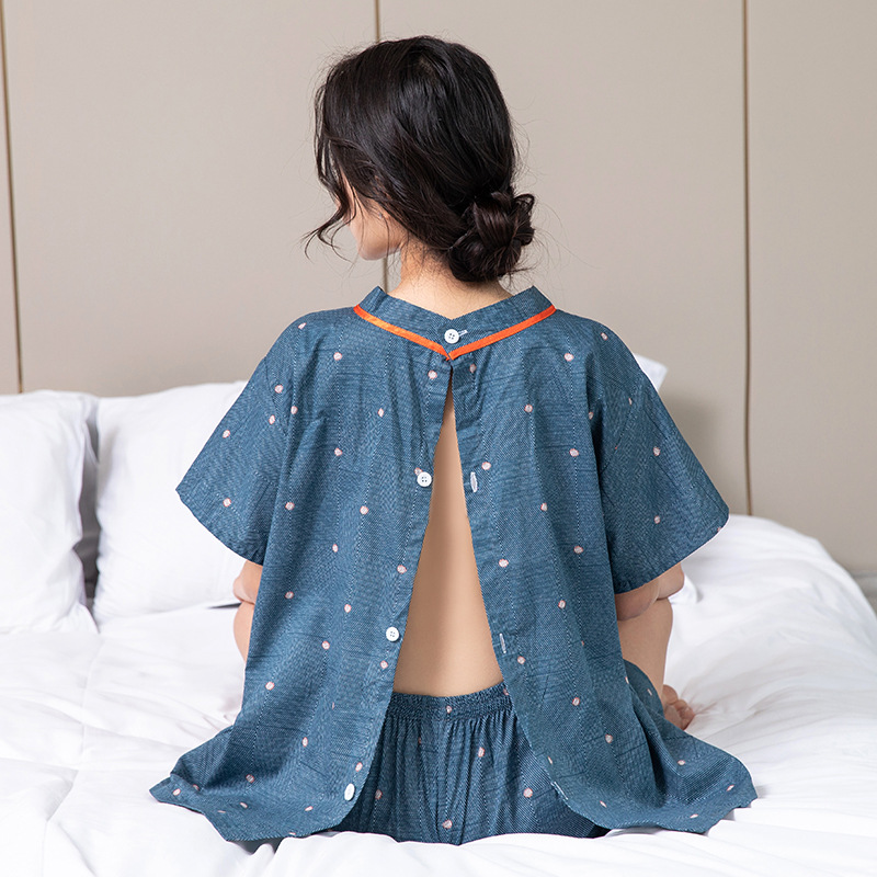 뜸 의류 순면 앞면과 뒷면 단추가 달린 물리 치료 의류 가디건 오픈 백 긁기 침술 마사지 건강 김이 나는 의류 국경 간 특별