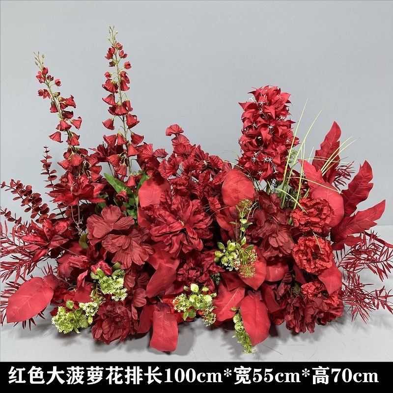 Flor de la boda de la flor Chiyeya rosa roja fila de orquídeas fila de flores bosque escena de compromiso decoración de la boda fondo de decoración