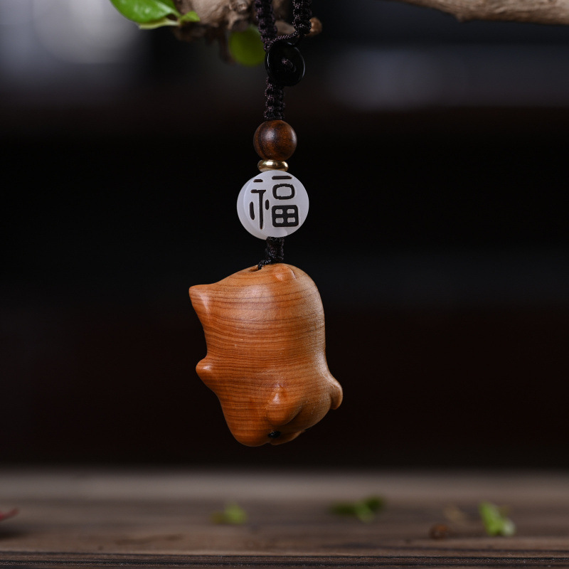 崖柏十二生肖中式百款紫檀香汽车钥匙扣可爱包包手机挂件吊坠|undefined