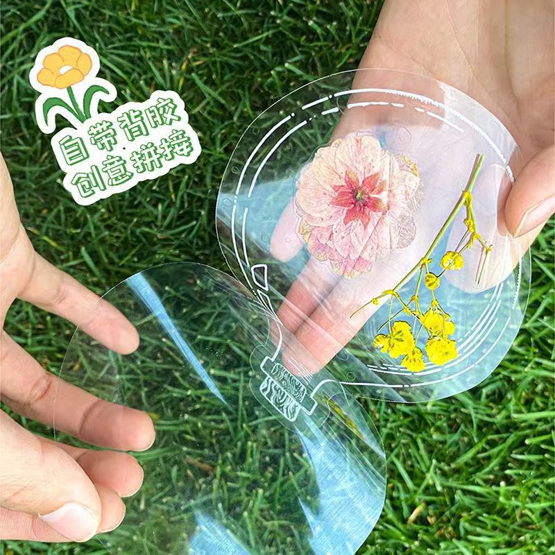 Creativo primavera espécimen de plantas caseras estudiantes transparentes flores película de plástico sellado actualizada bordilla DIY flores secas marcadores