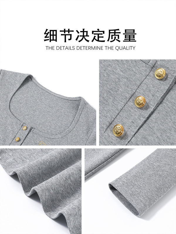 灰色长袖连衣裙短款女秋季miu系巨好看早秋韩系穿搭掐腰a字短裙子|undefined