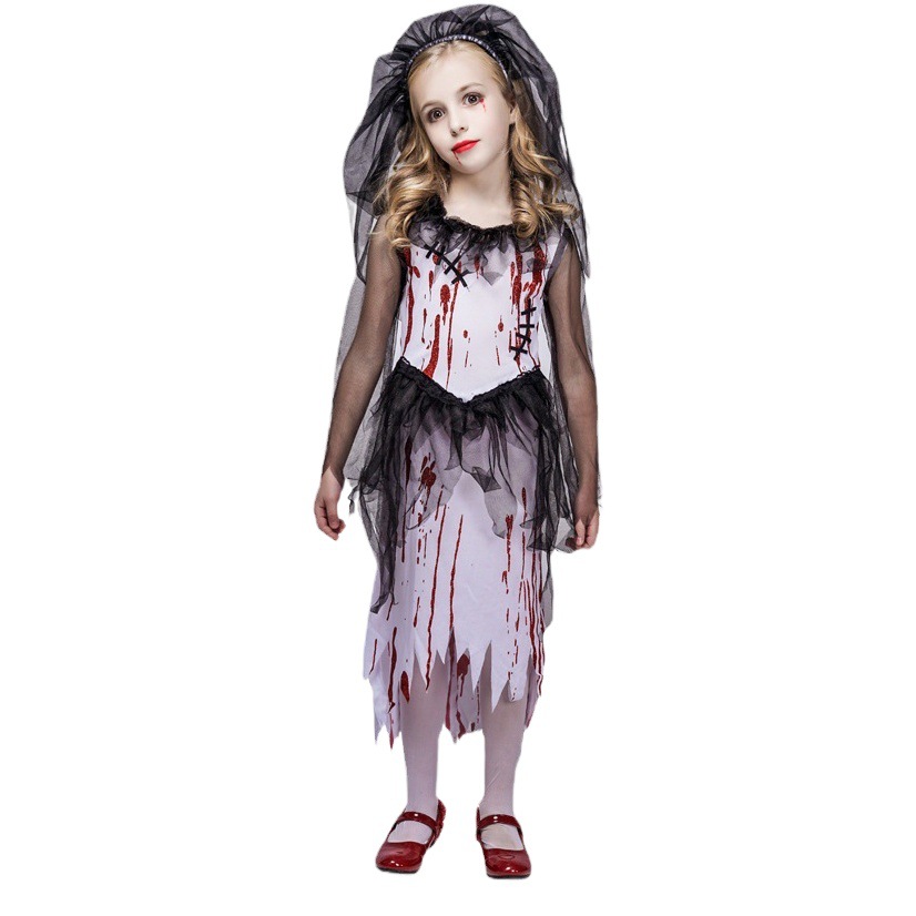 Halloween horror manchado de sangre niña fantasma vestido novia Cosplay etapa juego partido distribución al por mayor