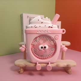 冰淇淋卡通电风扇夏季小型宿舍风扇 usb迷你风扇便携式手持风扇