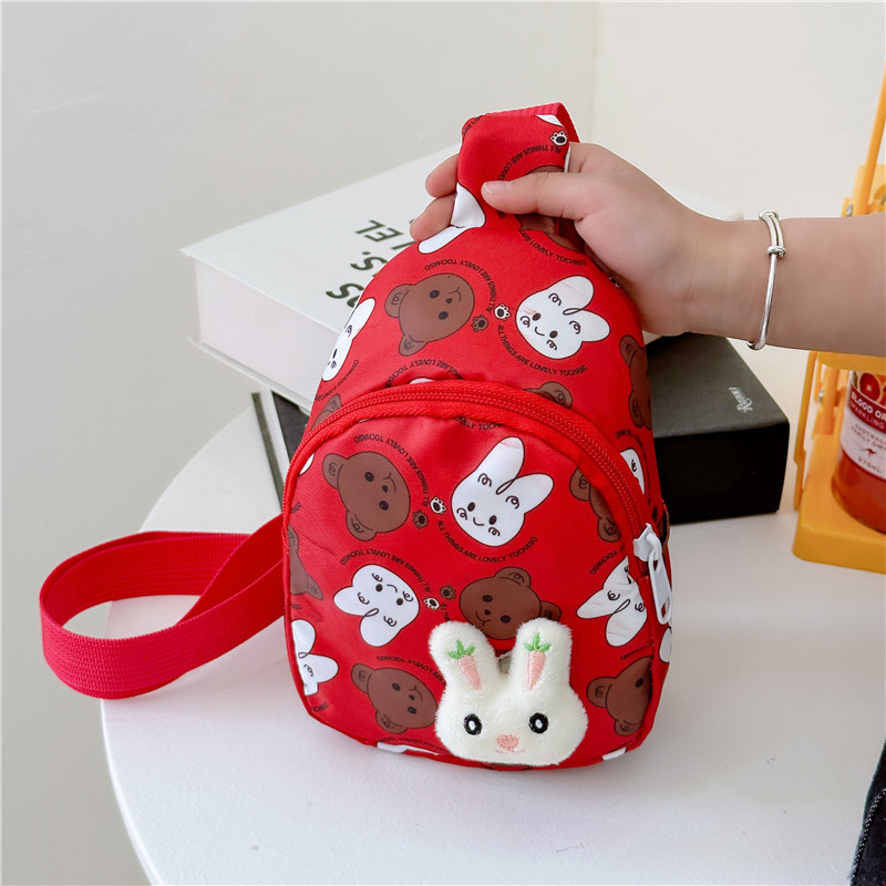2023 nuevos niños mochila de dibujos animados de graffiti bolsa casual Super lindo fuera pequeño pecho bolsa lindo conejo bolsa
