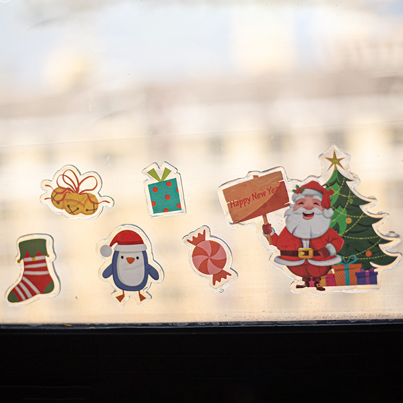 Customizado pegatinas de vidrio de Navidad PVC automóvil pegatinas electrostáticas ventanas pegatinas de puertas suministro de impresión al por mayor