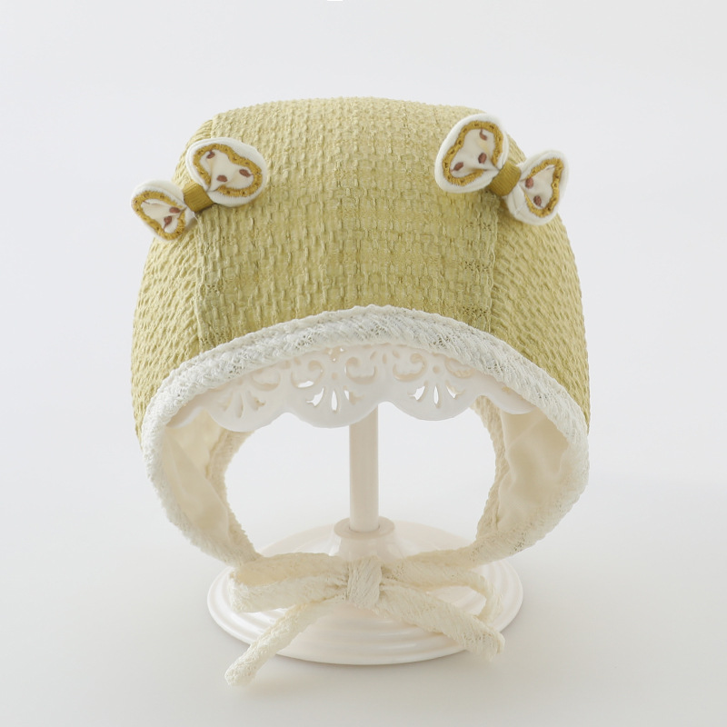 Sombrero de bebé primavera y otoño delgado arco extranjero gorro princesa primavera recién nacido gorro de bebé gorro de corte