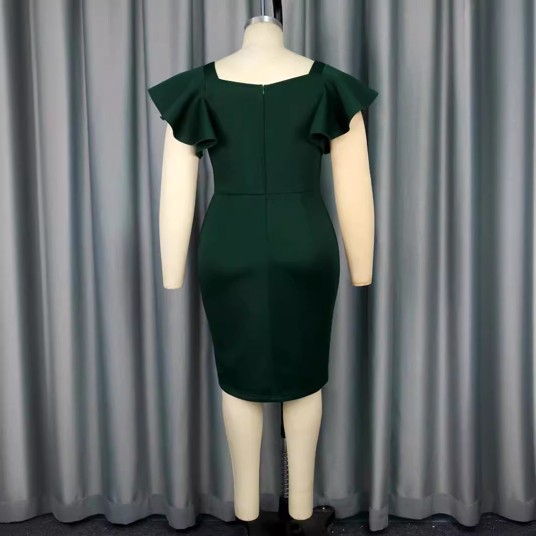 Îmbrăcăminte pentru femei Rochie elegantă cu mărgele, decolteu pătrat, rochie ușoară de mărime mare pentru banchet, performanță pentru absolvire, rochie de femeie_voghion.com