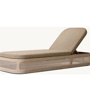 Outdoor Bed Teak Rattan Leisure Hotel Beach Pool Open-Air Anti-Corrosion Lounge Chair Solid Wood Scenic Area Combination Furniture
